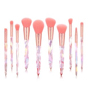 Kiss Wow Club Holograpic Crystal Pink Makeup Brush Set with Holographic Cosmetic Case