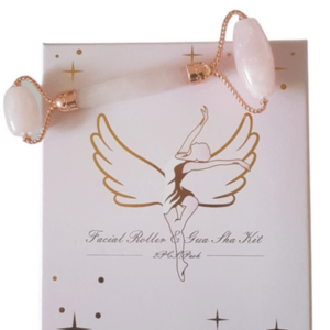 Beauty Wow Rose Quartz Angel Facial Roller & Gua Sha Gift Set 12