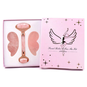Beauty Wow Rose Quartz Angel Facial Roller & Gua Sha Gift Set Pink
