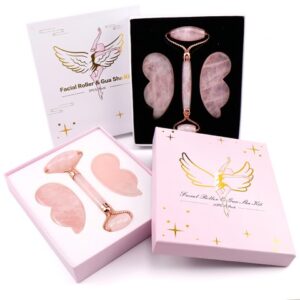 Beauty Wow Rose Quartz Angel Facial Roller & Gua Sha Gift Sets