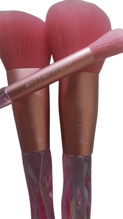 Kiss Wow Club Holographic Crystal Pink Makeup Brush Set 4