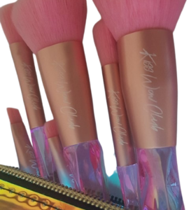 Kiss Wow Club Pink Holographic Makeup Brush Set 4