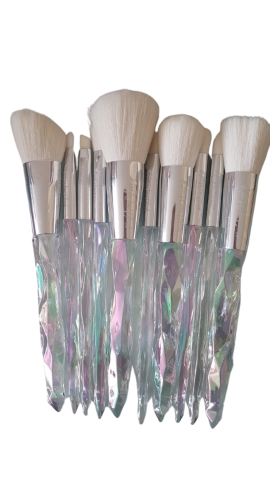 Kiss Wow Club White Holographic Crystal Makeup Brush Set 5
